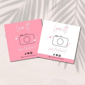 Plantilla de tarjeta editable para compartir, plantilla "Me gusta" y "Conéctate con nosotros", insertos para dejar una reseña, tarjeta DIY "Síguenos en redes sociales"