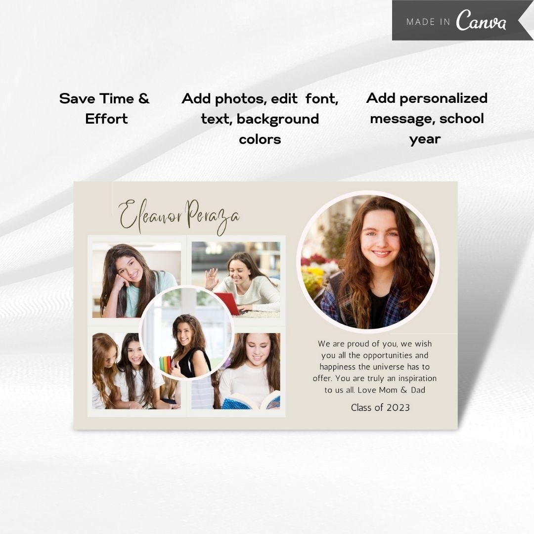 Yearbook AD Tribute Template, Editable Canva Grad Tribute, High School ...