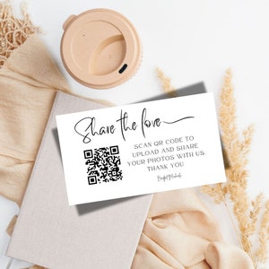 Deel de liefdes QR-codekaart, afstudeerfoto gastenboek insteekkaartsjabloon, bewerkbare grad QR-code naar fotoalbum, leg de liefdes QR-code vast