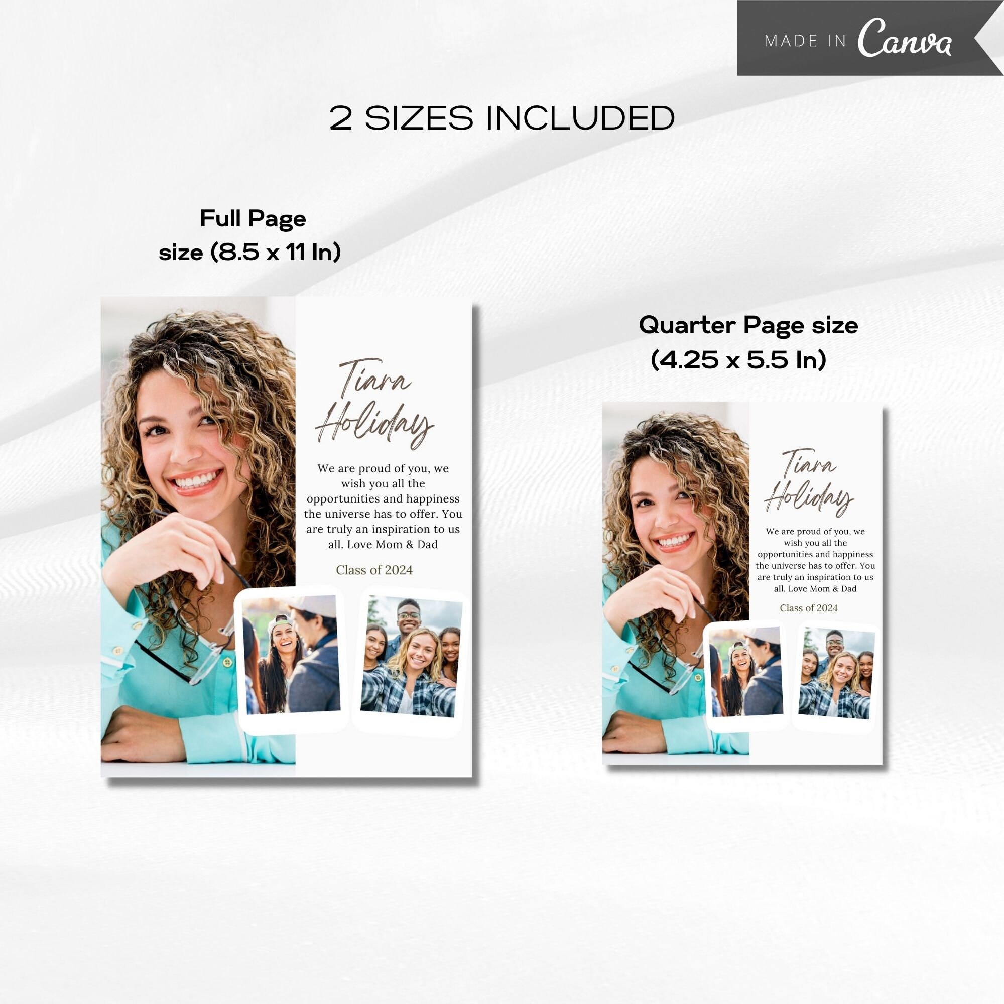 Yearbook AD Tribute Template, Senior Yearbook AD, Grad Announcement ...