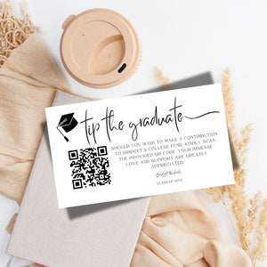 Bearbeitbare College Fund QR-Code-Einlegekarte, druckbare Abschlussuni Cashapp QR-Code-Vorlage, minimalistische DIY College Fund-Spendenkarte