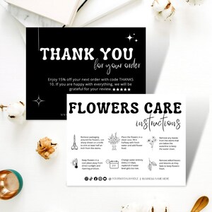 Editable Flower Care Card Instructions, Fresh Cut Flowers Florist Care Guide, Florist Packaging Inserts, DIY Printable Bloom Care Card