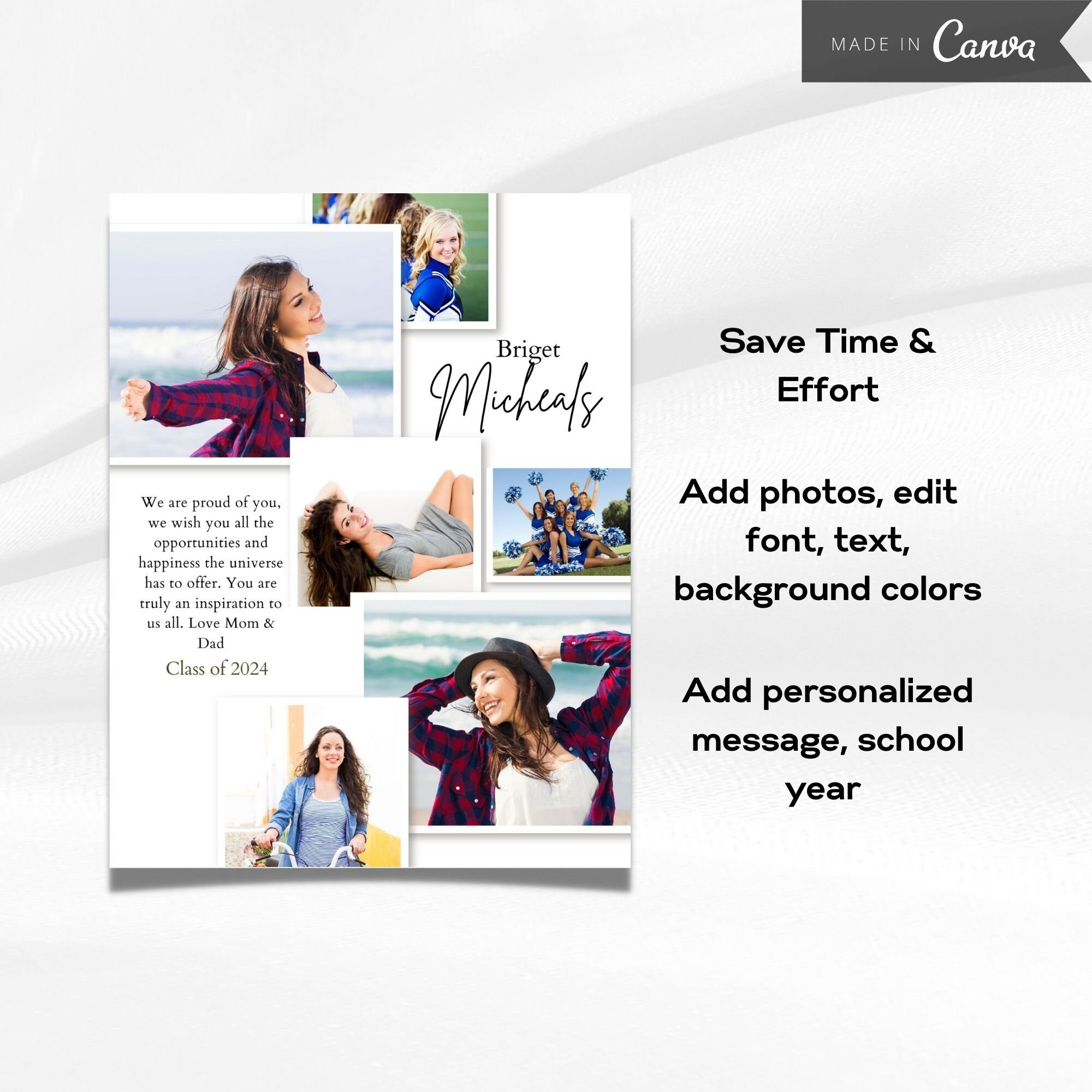 Yearbook AD Tribute Template, Senior Yearbook AD, Grad Announcement ...