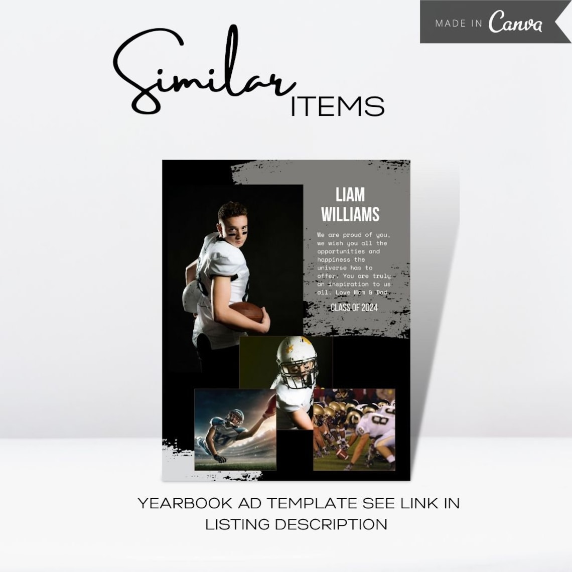 Yearbook AD Tribute Template, Senior Yearbook AD, Editable Canva Grad ...