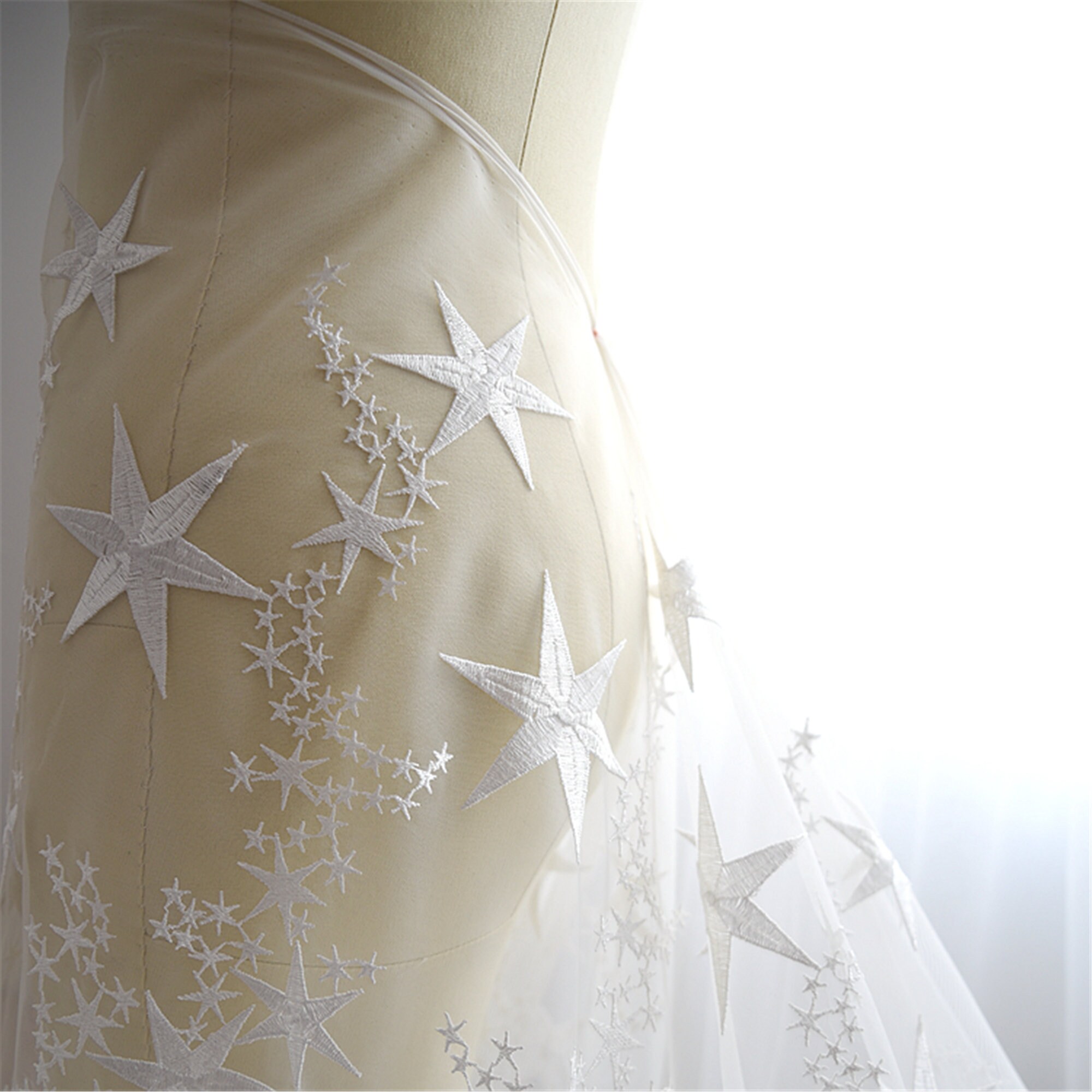 Exquisite Star Lace Fabric Embroidery Lace Fabric Tulle Lace Etsy