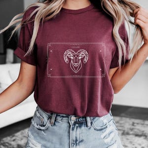 Aries T-Shirt, Zodiac Aries Shirt for Women, Round Neck Shirt Women, Short Sleeve Shirt Women, Zodiac Sign Top, Birthday Gift Kastanie