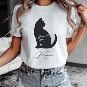 Cute cat mom T-shirt, cat lover gift for cat mums, women's cotton shirt with cat motif, animal love, cat lady, special gift idea