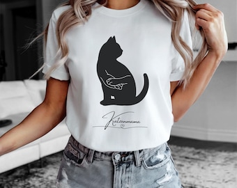 Cute cat mom T-shirt, cat lover gift for cat mums, women's cotton shirt with cat motif, animal love, cat lady, special gift idea
