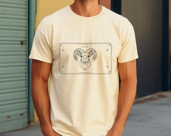 Men's Aries Zodiac Sign T-Shirt, Zodiac Top, Crew Neck Shirt, Gift Idea for Boyfriend, Birthday Gift for Dad, Personalizable