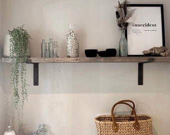 Shelves for Wall Handmade Rustic Using Solid Wood & Industrial Metal Shelf Brackets Shelving 22cm Depth 4.5cm Thick Kitchen Shelf