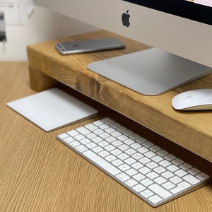 Monitor Stand Wooden Rustic Desk Organiser Tidy  | Computer Mac Stand | Laptop Stand | TV Riser | Television Stand Scaffold Board Handmade