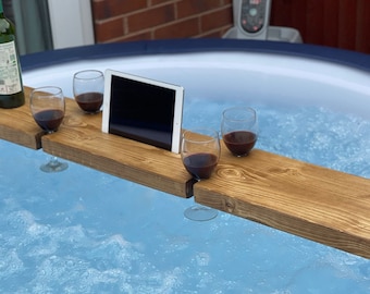 Spa Hot Tub Board Lay Z Spa WINE Holder Handmade Made by 45mm Thick Boards Wooden Rustic Solid Wood