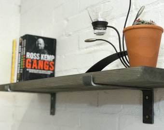 Rustic Reclaimed Scaffold Boards Shelf with HEAVY DUTY Steel Brackets Industrial Handmade Wooden Shelving Custom Lengths FREE Delivery