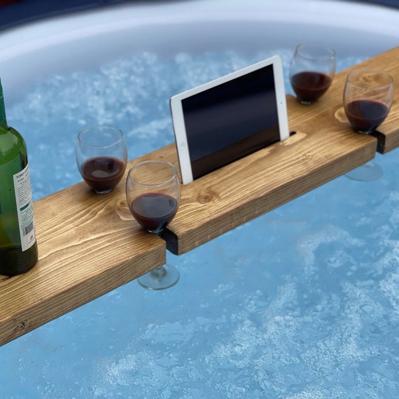 Spa Hot Tub Board Lay Z Spa WINE Holder Handmade Made by 45mm Thick Boards  Wooden Rustic Solid Wood 