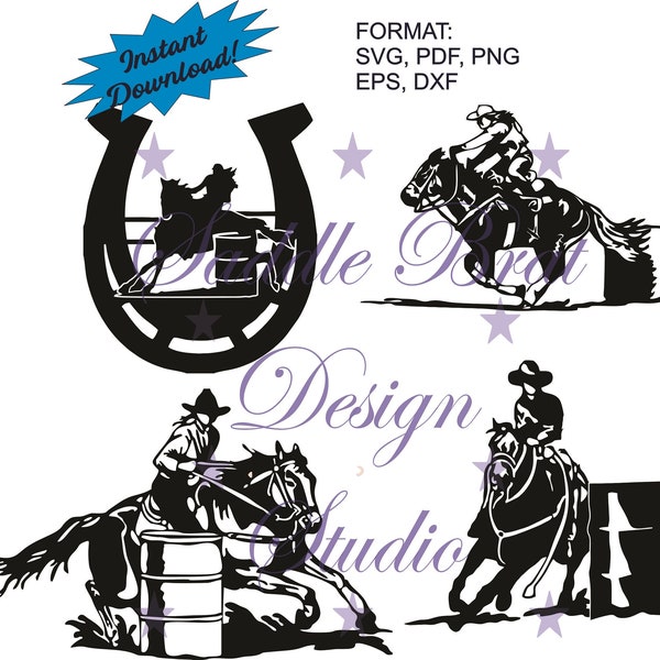 HUGE BARREL RACER pack #2! svg, eps, pdf, png, dxf Cricut, instant download, Horse, Barrel Racing, Barrel Racer, Western Horse