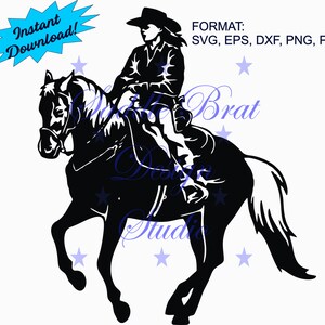 Vintage Western Frau Reiter, Western Pferd svg, png, dxf, Cricut, sofortiger download, laufendes Pferd svg, Western Vergnügen svg, Pferd Aufkleber