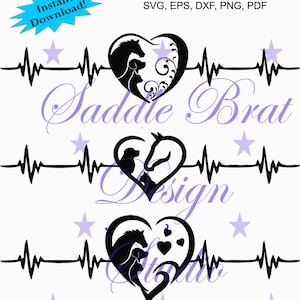 Dogs Horses Cat Heartbeat pdf, svg, png, dxf, eps, Cricut, instant download, Horse svg, Horse decal Dog Decal