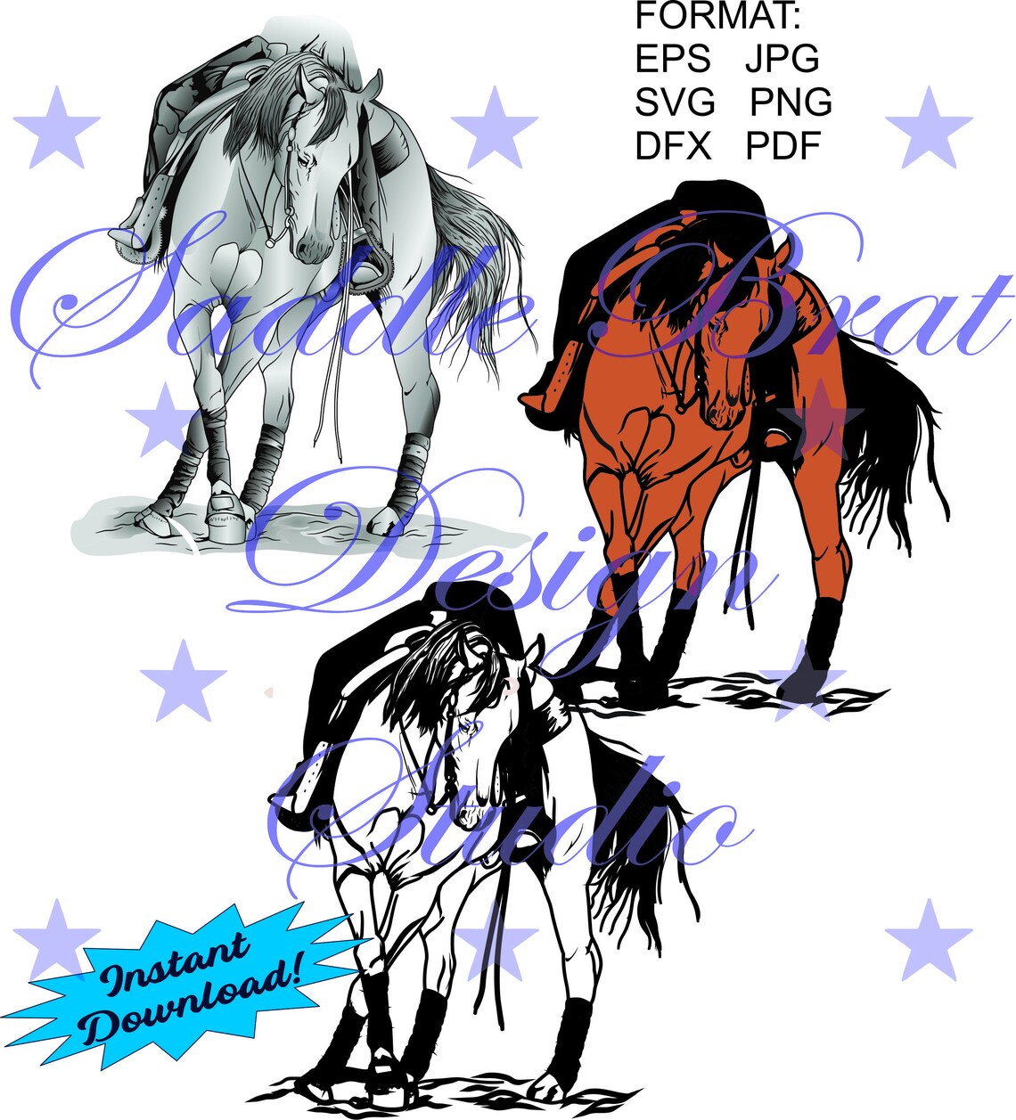 Reiner Spinning Reining Western Horse 6 File Formats Cricut Etsy