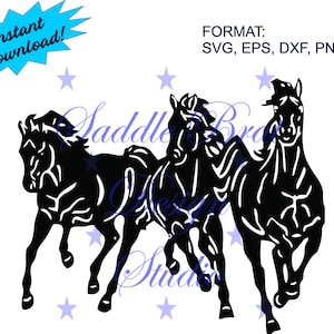 Running Horses, svg, eps, dxf, Cricut, instant download, Horse T Shirts Hoodies Decals Flyers