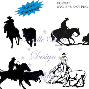 FANTASTISCHE ARBEIT COW Horse Pack svg, png, dxf, eps, png Cricut, sofortiger download, Kuh Pferd, Team Penning, Ranch Pferd, Schneidepferd