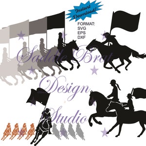 EQUESTRIAN DRILL TEAM pack! svg, png, dxf, Cricut, instant download, Horse, Woman Horse with Flag, Western Horse