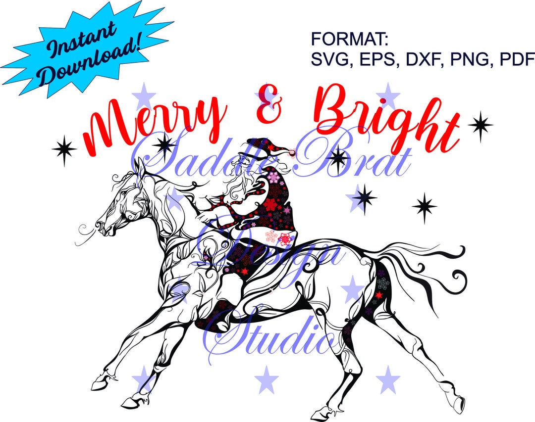 HOLIDAY Horse Santa Png, Sublimation Design, DTG Printing, Christmas ...