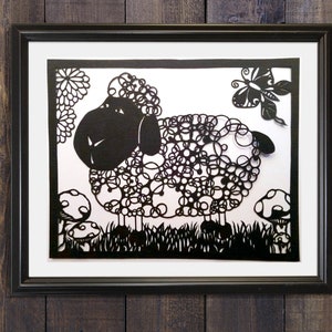 Handmade Papercut Lamb Wall Art Papercutting Home Decor Nursery Wall Decor Butterfly Mushrooms Birthday Present Easter Home Decoration Gras