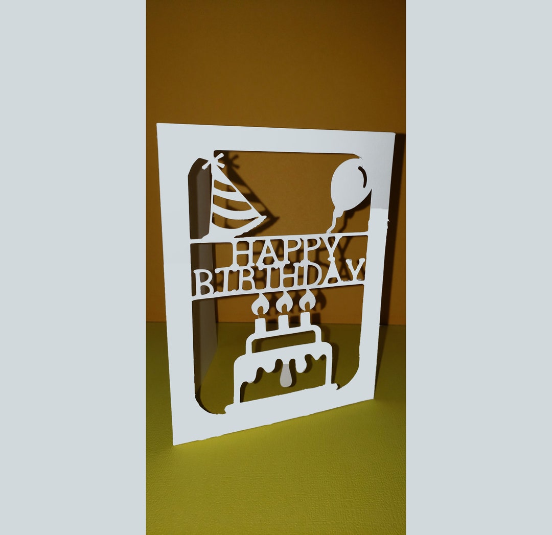 Birthday Diecut Birthday Card W/color Options Greeting Card Happy