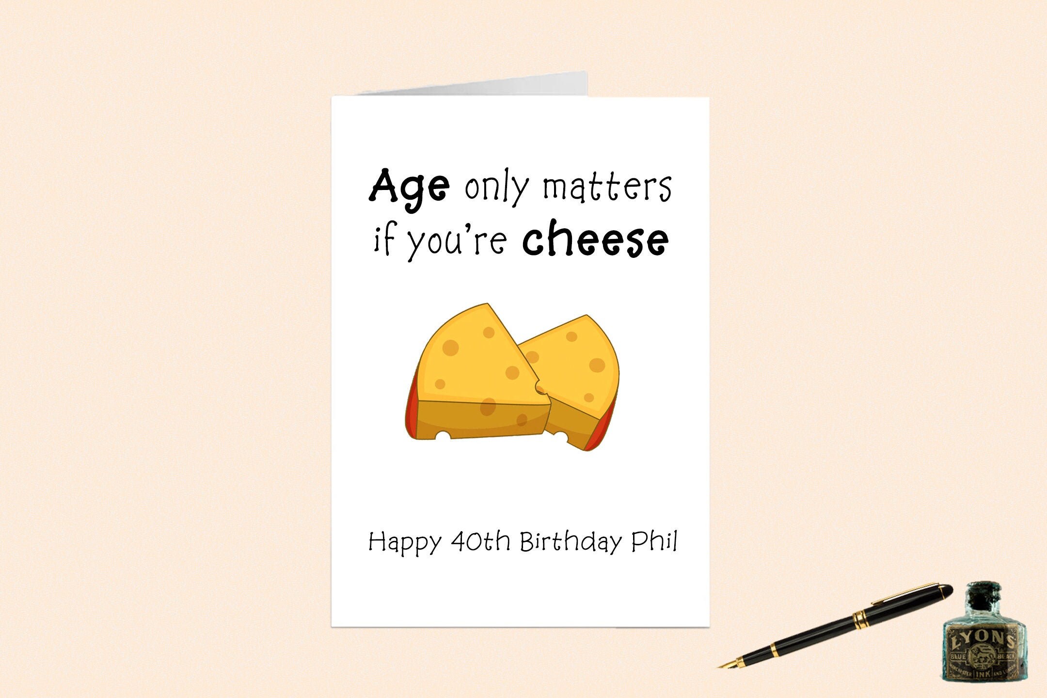 Happy Birthday Cheese Age Pun Card Greeting Card Food Pun Etsy