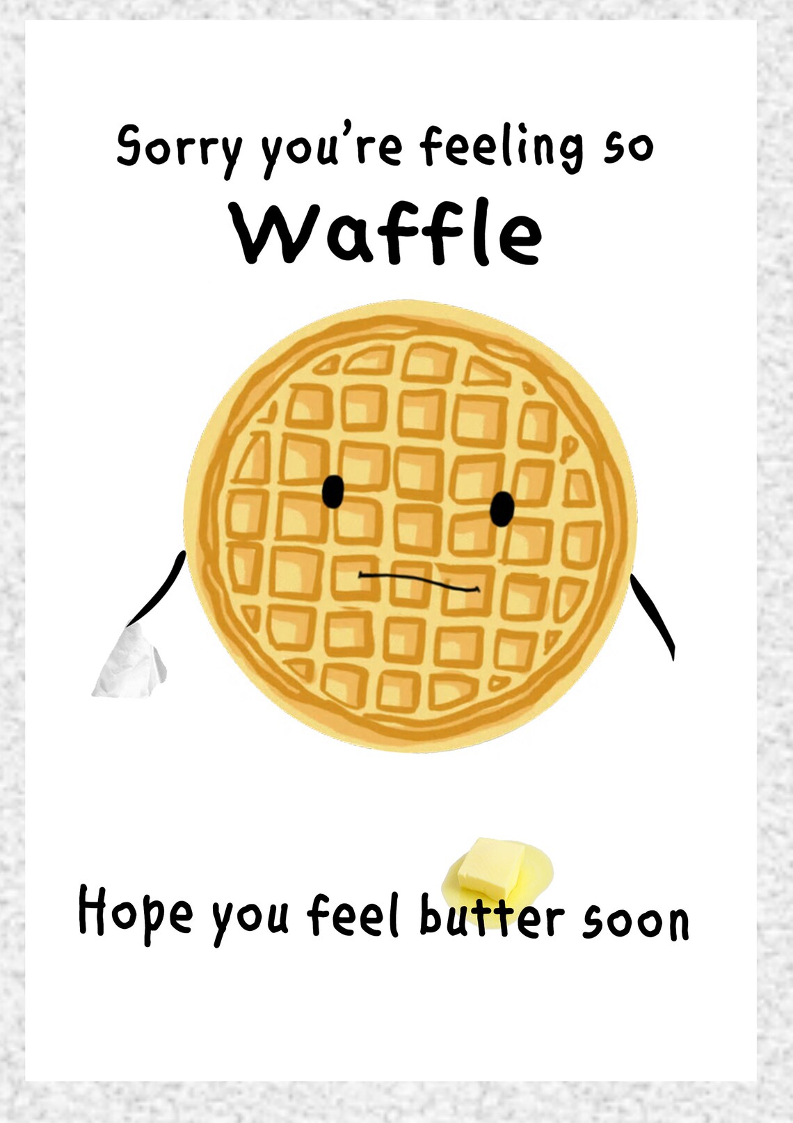 Feeling Waffle Pun Greeting Card Waffle Feel Butter Food Pun Etsy