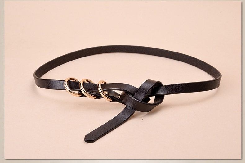 Stylish Subtle Leather Beltthin Leather Belt With Round Belt | Etsy