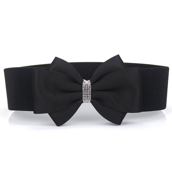 Ceinture d’arc Ceinture, Bowknot Waist Cincher, Ceinture extensible, Ceinture élastique, Ceinture de mariage faite à la main, Cadeau de demoiselle d’honneur, Ceinture de manteau.