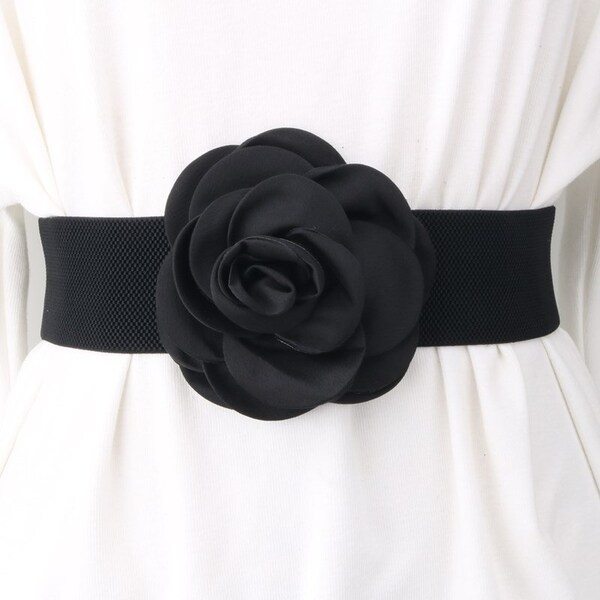 Ceinture de décoration de fleurs en mousseline d’automne d’hiver, ceinture élégante stretch Elastic belt, ceinture de manteau, ceinture de décoration de mariage, cadeau de demoiselle d’honneur,