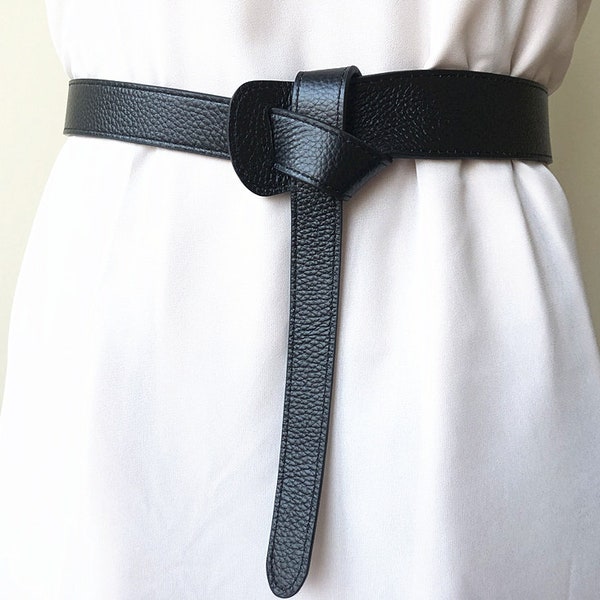 Ceinture en cuir mince femme, ceinture en cuir pleine fleur, ceinture en cuir réglable, ceinture de nœud en cuir véritable, ceinture en cuir tissé, ceinture de robe, ceinture de manteau.