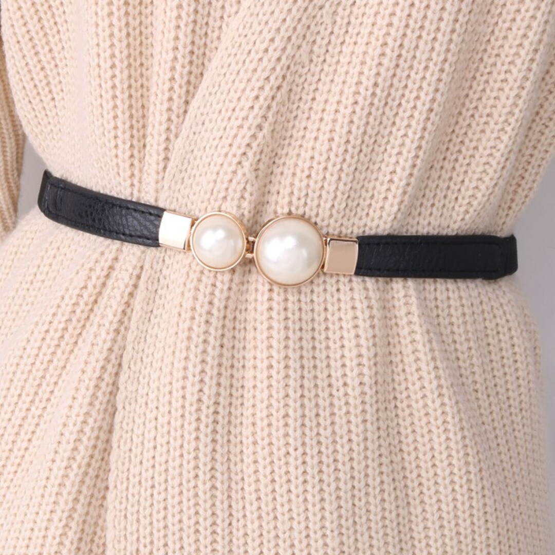 Leather Stretchy Waistband With Two Pearl Bucklegenuine - Etsy