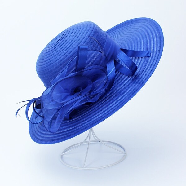 Chapeau de tea party femme, chapeau d'église, chapeau derby, chapeau fantaisie, chapeau élégant en organza, chapeau de tea party, chapeau de mariage, chapeau rétro, cadeau pour elle,