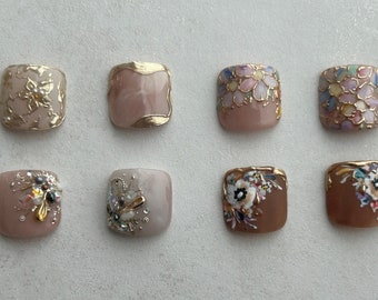 Toe nails | Handmade Press on Nail chip | Handpainted Gel Nails Design