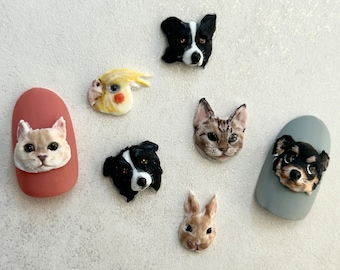 Customizable Pet Nail Charms - Dog, Cat, Rabbit Nail Art Charms | Nail Deco
