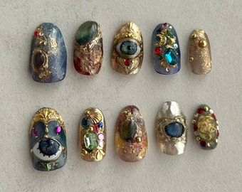 Handmade Press on Nail chip | Handpainted Gel Nails Design