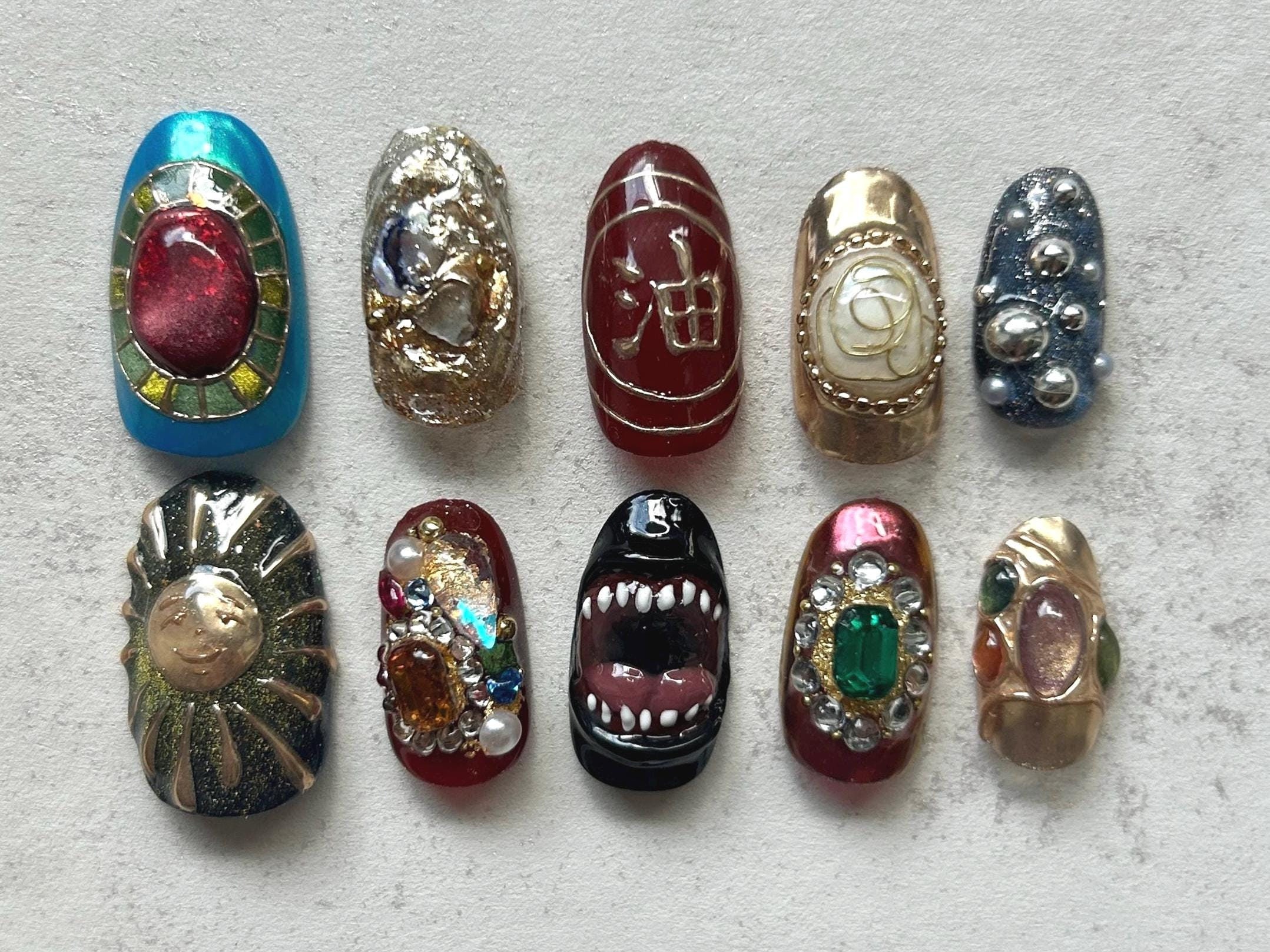 Handmade Press on Nail chip | Handpainted Gel Nails Design