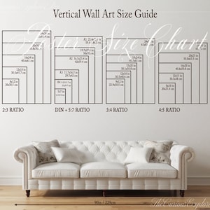 Maqueta de guía de tallas para arte de pared, Tabla de tallas digital y clásica, Tamaños cuadrados y elipses ovalados, Relación de impresión del marco de la sala de estar, Guía PSD