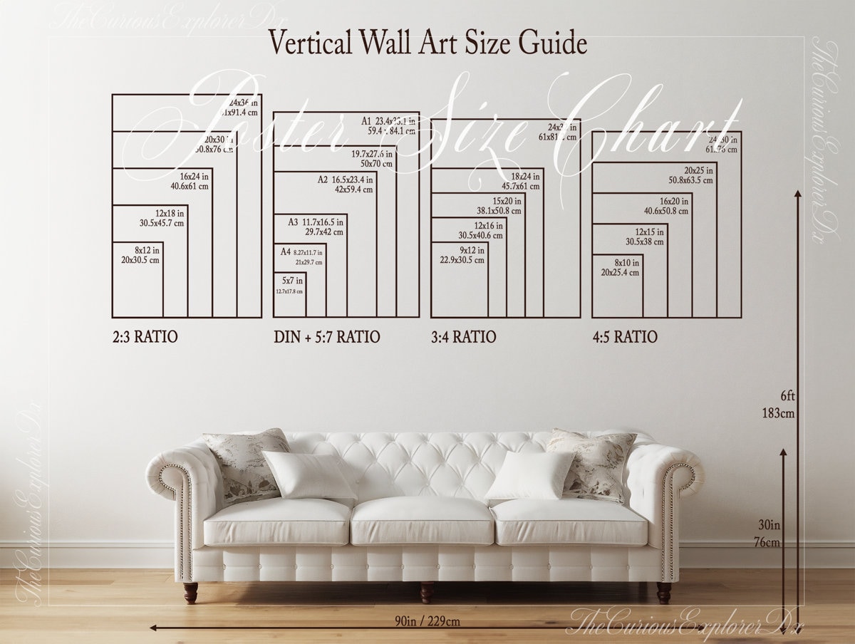 Wall Art Size Guide Mockup | Digital & Classical Size Chart - Oval