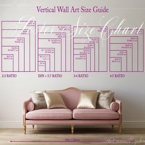 Vertical Poster & Art Size Guide | Square Ellipse Oval Chart | Living Room Wall Art Frame Sizes | Digital and Classic Art Ratio Chart