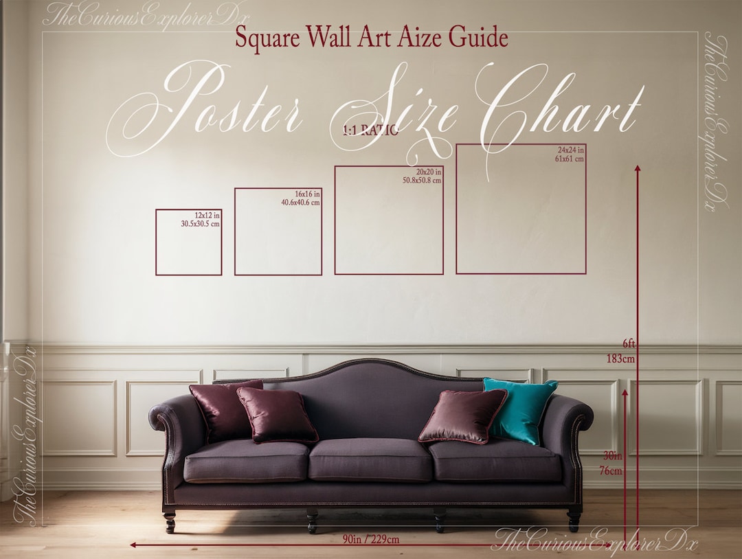 Wall Art Size Guide Mockup - Frame Ratio Chart for Vintage Living Room ...