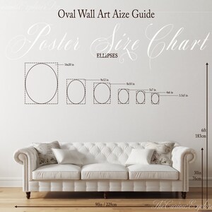 Wall Art Size Guide Mockup | Digital &amp; Classical Size Chart - Oval Ellipse and Square Sizes ...