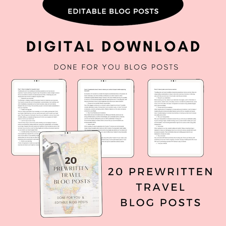 20 Prewritten Travel Blog Posts Digital Download Done for You Blog ...
