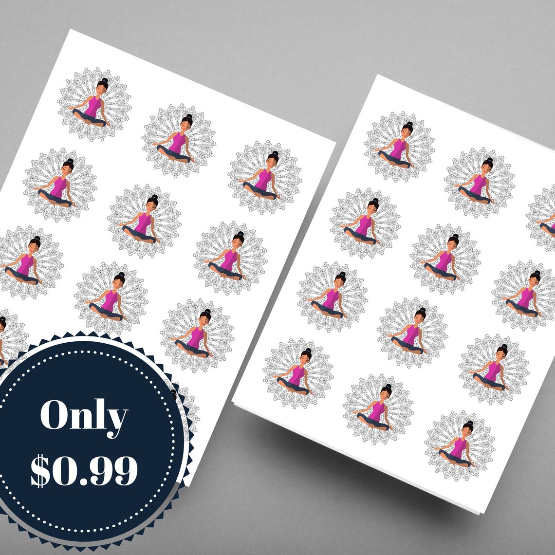 printable digital cute yoga stickers for planners etsy