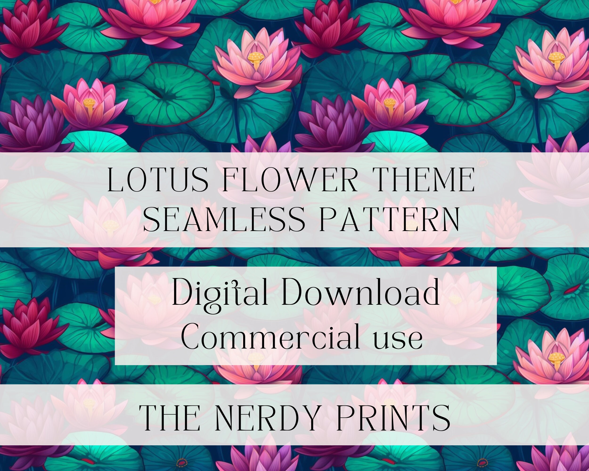 Lotus Flower Seamless Pattern: Floral Craft Fabric (digital Download ...