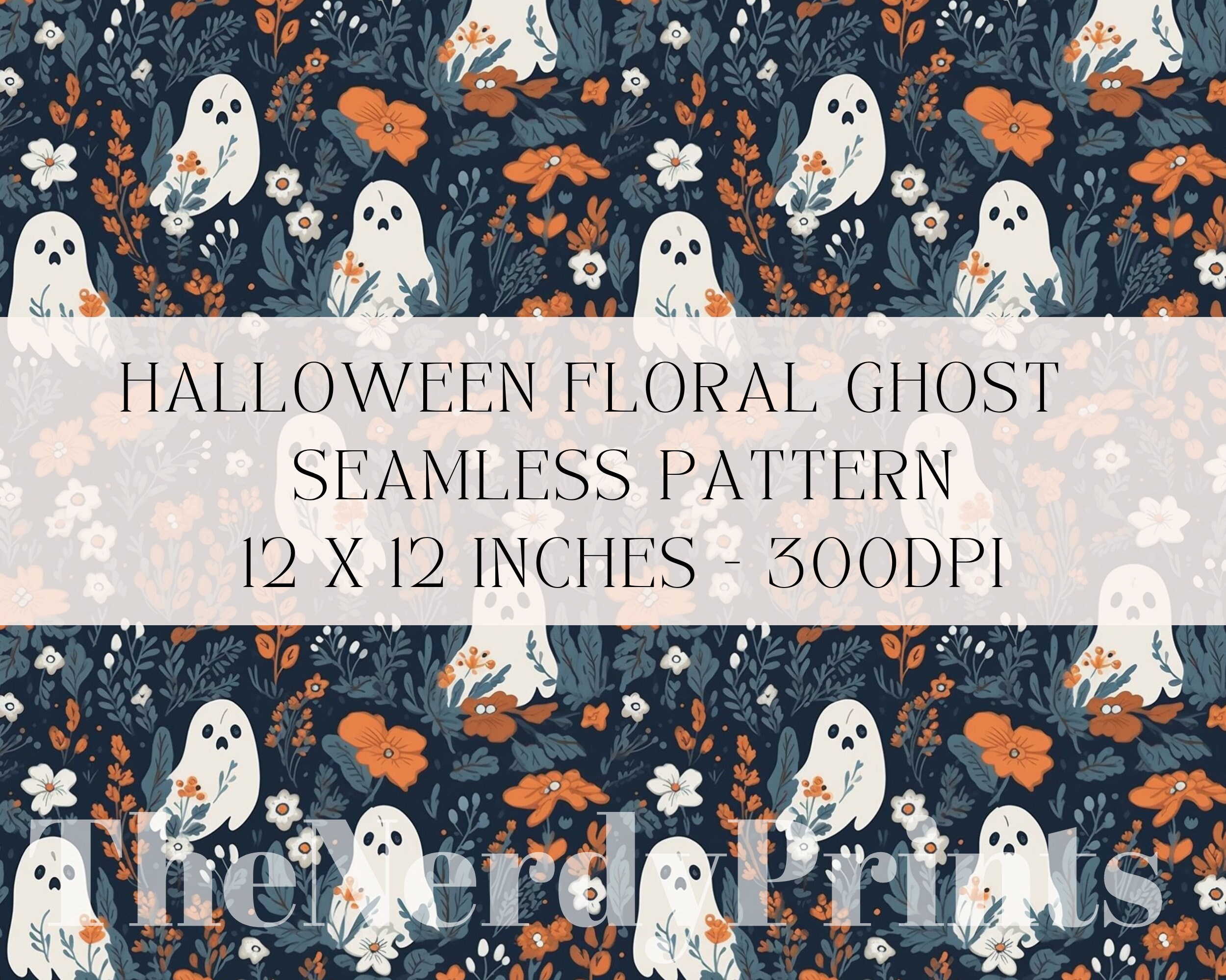 Halloween Floral Ghost Seamless Pattern Floral Pattern - Etsy