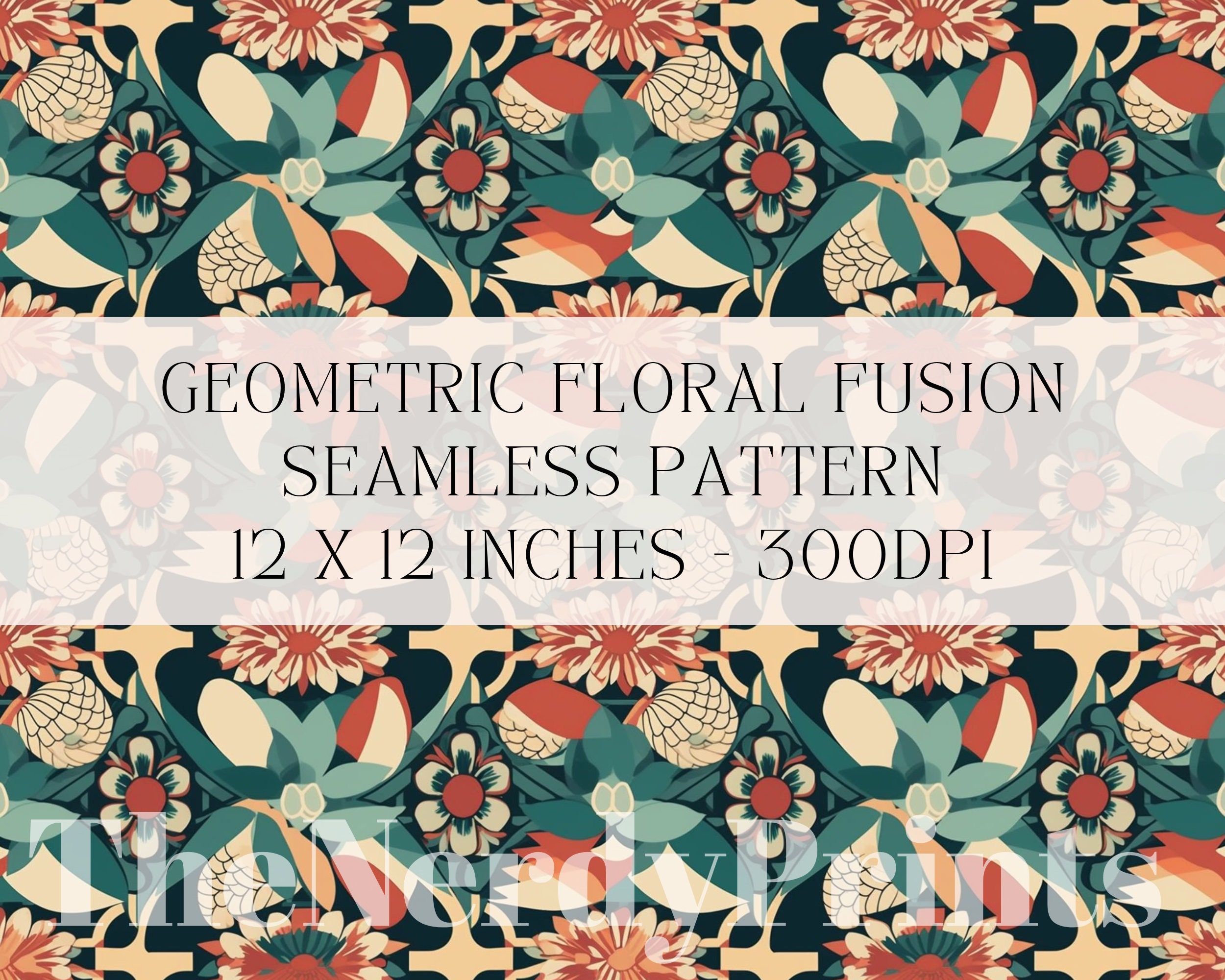 Geometric Floral Fusion Seamless Pattern, Seamless Pattern, Craft ...
